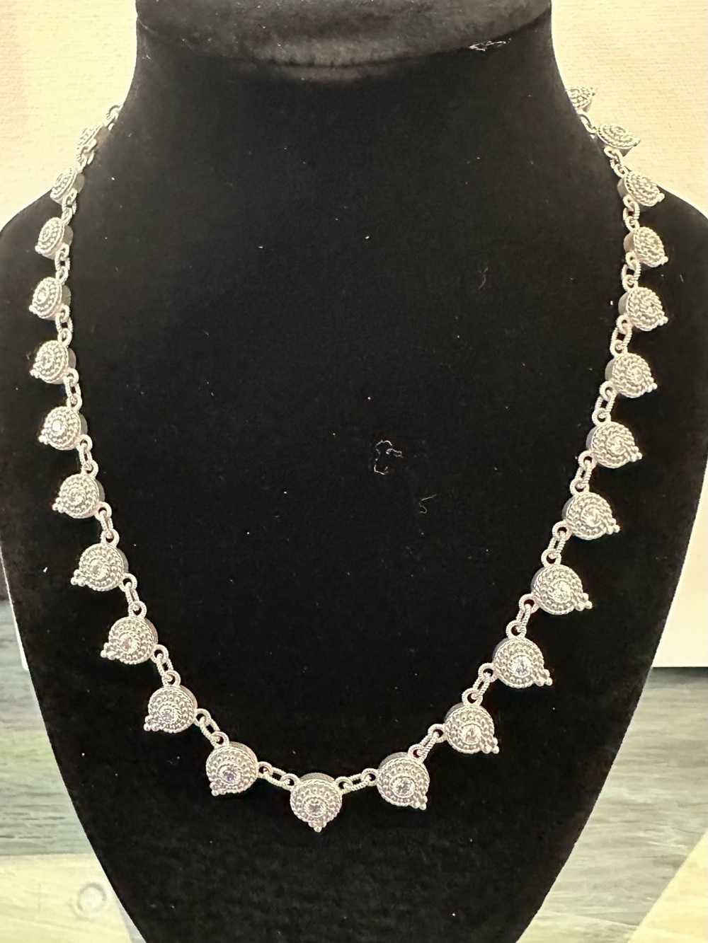 Judith Ripka 925 Silver Dew Drop Necklace 20" & Clip-On Earrings Set